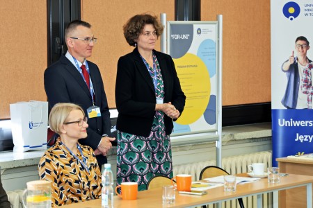 Three people listening to the presentation, from the right: Joanna Wińska,  Adam Czajkowski, Ewa Kowalska. Click to zoom the picture.