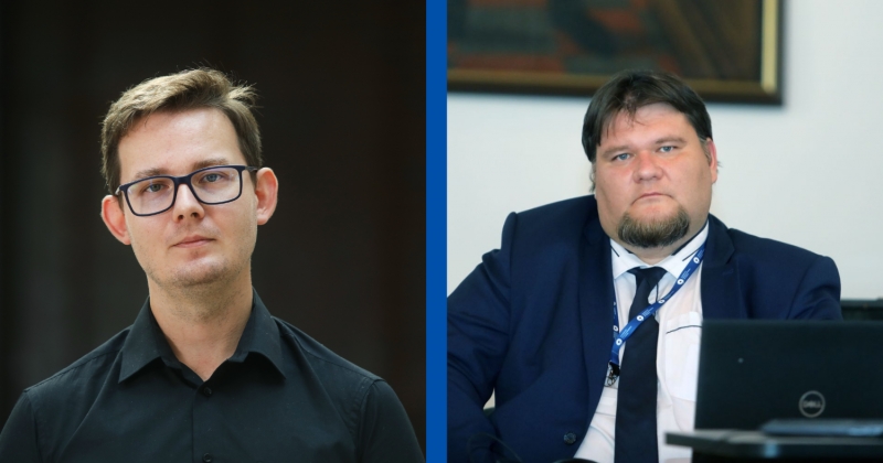 Zdjęcia portretowe 2 mężczyzn: dr Hadrian Ciechanowski oraz dr Piotr Pranke