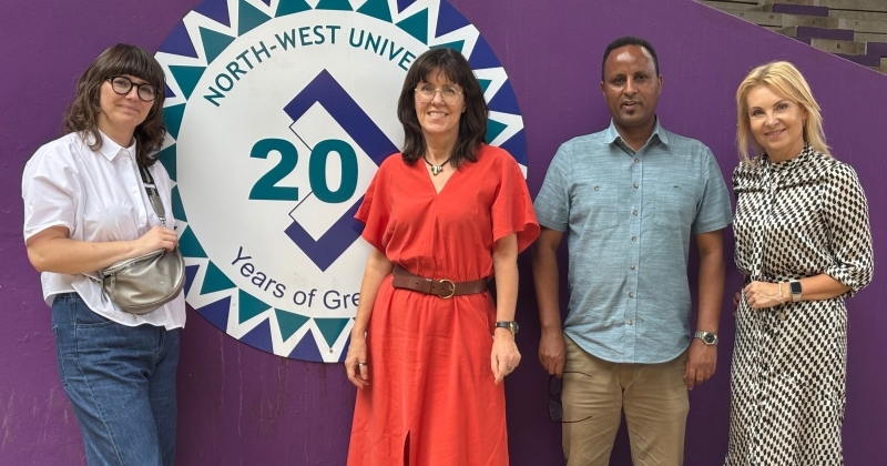 The photo shows four people. From left: MA Milena Miszewska, Prof. Aldona Glińska-Neweś, Prof. Ephrem Redda and Dean Dr. Marlena Ciechan-Kujawa, Prof. NCU.